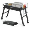 Portable Outdoor Grill Table, Wheels Spice Rack Tissue Holder Collapsible Grill Carts, Garden Barbecue Grill