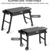 Portable Outdoor Grill Table, Wheels Spice Rack Tissue Holder Collapsible Grill Carts, Garden Barbecue Grill