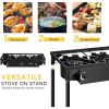 3 Burner Extra Large Charcoal BBQ Grill, Detachable Legs Stand for Camping Cookout, Outdoor Cooking Grill