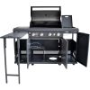 4-Burner Gas Outdoor Kitchen Island Grill & Storage Cabinets, 52000BTU Stainless Steel Patio Garden Propane Gas BBQ Grill