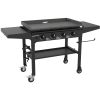 Gas Griddle Cooking Station 4 Burner Flat Top Gas Grill Propane Fuell Professional 36' Outdoor Griddle Station with Side Shelf