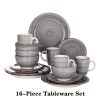 Vancasso Bella-GY 16/32/48-Pieces Porcelain Dinner Set Vintage Ceramic Tableware Set with Dinner Plate,Dessert Plate,Bowl,Mug