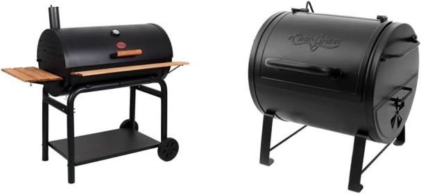 Outlaw Charcoal Grill and Smoker With Cast Iron Grates Warming Rack Barbecue Model 2137 BBQ Kitchen Dining Bar Home Garden (Color: Charcoal Grill Black)