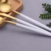 5pcs White Gold Cutlery Set Dinner Fork Spoon Table Knife Dessert Steel Fork Forks Knives Spoons Tableware Set Drop Shipping